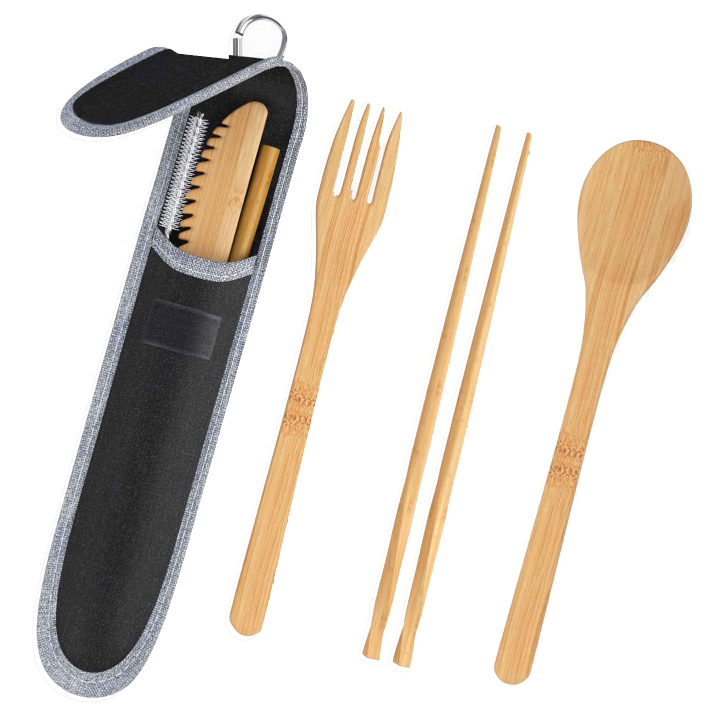 Portable Travel Bamboo Cutlery Cutlery Stainless Steel Straw Chopsticks Cutlery Set